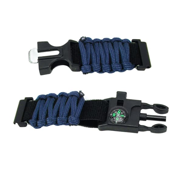 6 i 1 Paracord Armbandsurrem 22 mm Spänne med Eldstartare Kompass Visselpipa Passar för Huami Midnattsblå