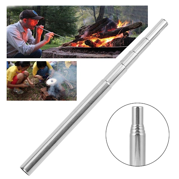 3 stk 304 rustfritt stål utendørs bærbar mini strekk blåsepipe blåselampe for camping grill stor størrelse