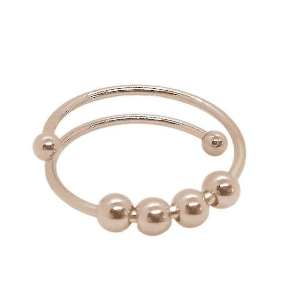 Angstring for angstlindring - Justerbar åpningsring med fidget-meditasjonsperler - Perfekt gave sølv