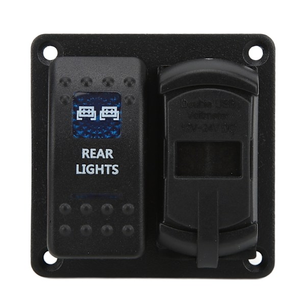 12/24V vippekontaktpanel 2 USB-oplader med digitalt voltmeter til bil RV marinebåd bus