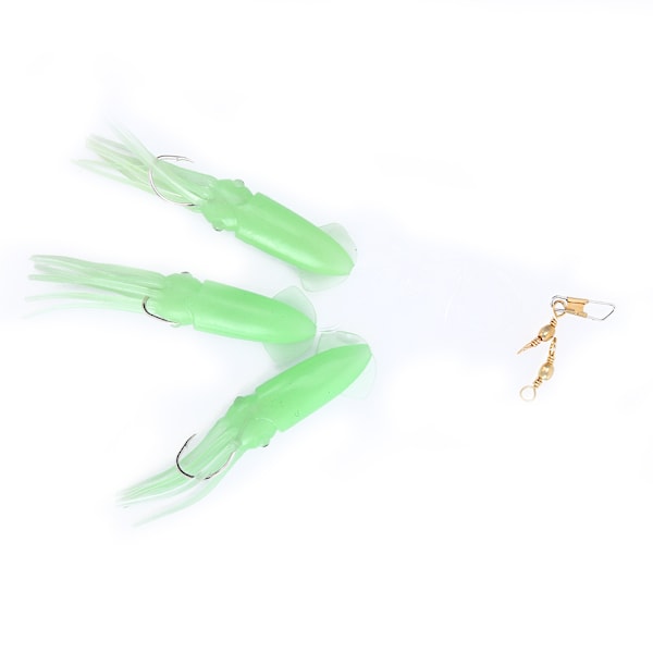 Pliable Fish Artificial Bionic Squid Lure Soft Baits Fishing Accessory (green luminous 14.5cm)