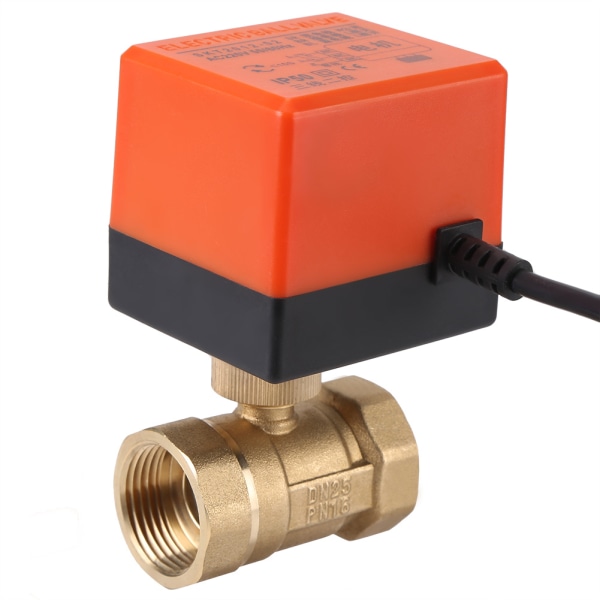 AC 220V messing elektrisk motoriseret kugleventil 2-vejs 3-leder 1,6Mpa gevind DN25