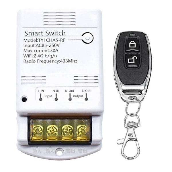 30A Wifi Switch Relæ Tuya Smartlife APP 433mhz RF Modtagermodul