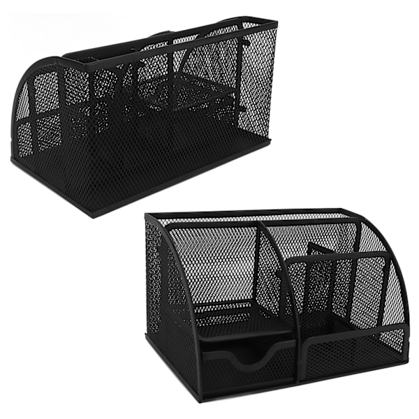 Lille skrivebordsarrangør, simpelt design, multifunktionel, robust, holdbar, rustfri metalpennearrangør til skrivebord, kontor, sovesal