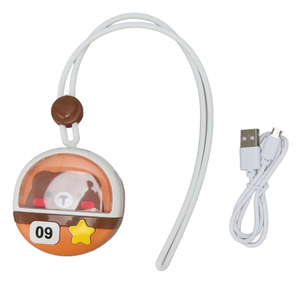Mini hängande halsfläkt 3-hastighets USB laddning Bladlös tecknad portabel liten halsbandsfläkt för resor Camping Bear