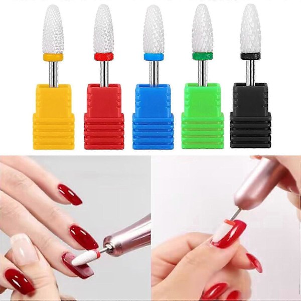 5 st Keramiska Nagelborr Set för Akrylnaglar, 3/32\" Professionella Nagelbandsputsbitar Nagelkonstverktyg, Elektriska Nagelfilar (Majskolvshuvud)