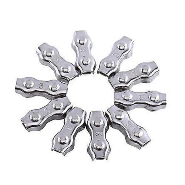 10 stk. M3 Duplex Klemmer Wire Tau Klemmer Rustfritt Stål Duplex Klemme 2-Post Wire Tau Klemme Kabelklemme Seilklemme