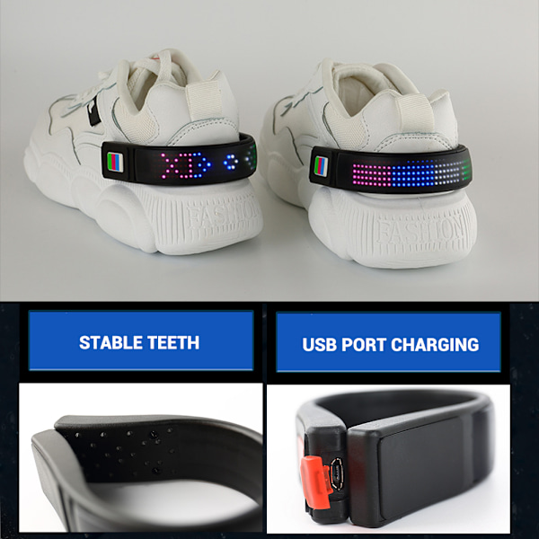 Blinkende LED-sko-klipslys, USB-sikkerheds-LED-lys, klips, sikkerhedsadvarselssko-klipslys til natløb, cykling