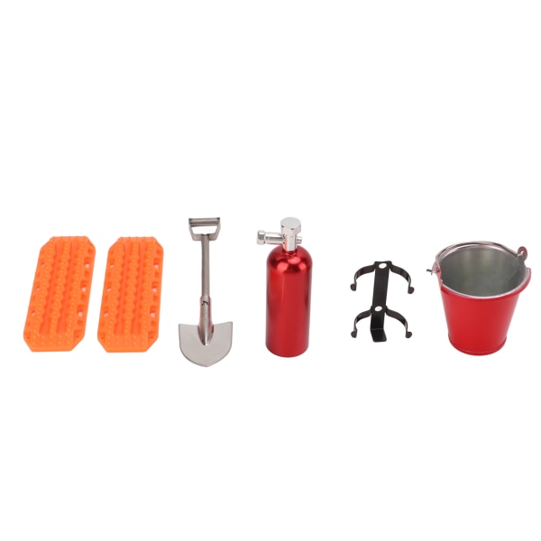 RC- set Muoviset tela-autotarvikkeet barrikadilaudalla, ämpärilapio-palosammuttimella Axial SCX24:lle