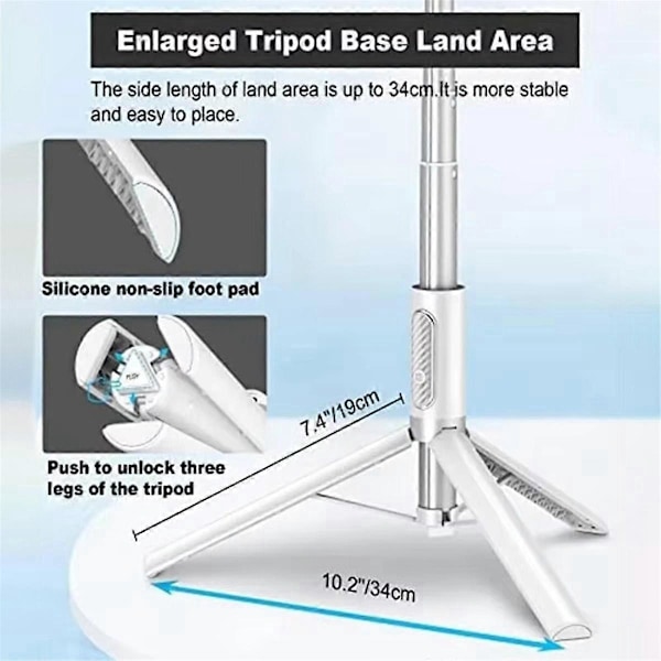 Selfie Stick til Mobiltelefon med Bluetooth Fjernbetjening til 4-7 Tommer Smartphone, A