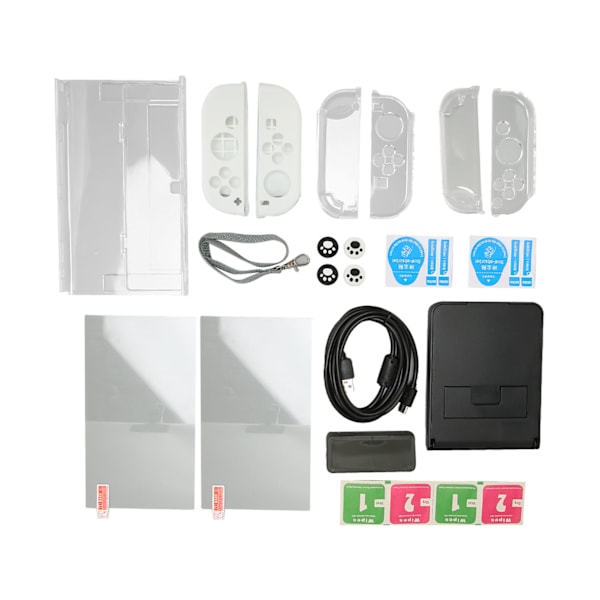 Spelkonsol Tillbehör Bundle Kit Konsol Härdat Glas Film Tumgrepp Skyddande Väska Förvaringsväska Set för Switch OLED