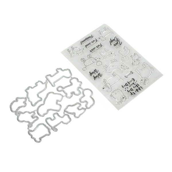Klart stempelsett unikt hund- og saue-design transparent stempel preging skjærende dyse sett for DIY Scrapbook håndverk