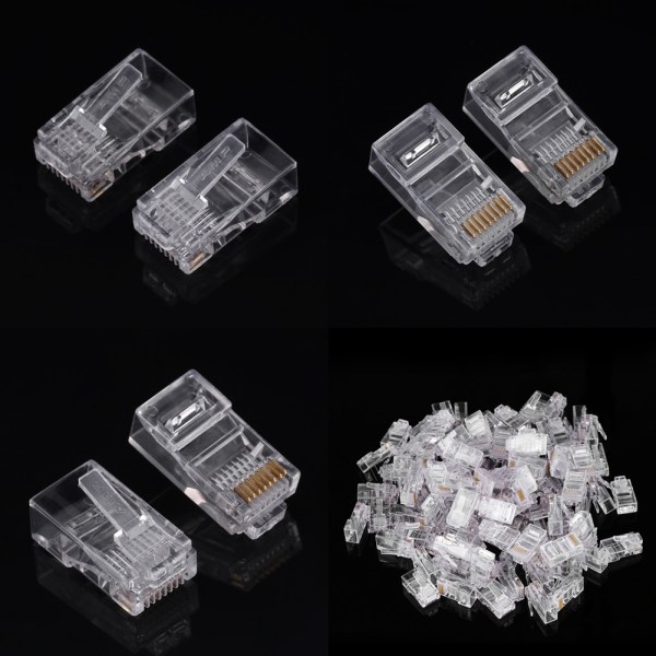 100 kpl / LOT Cat5 Cat5e verkko-Internet-liitin RJ45 8P8C kaapeli Modulaariset pistokepäät