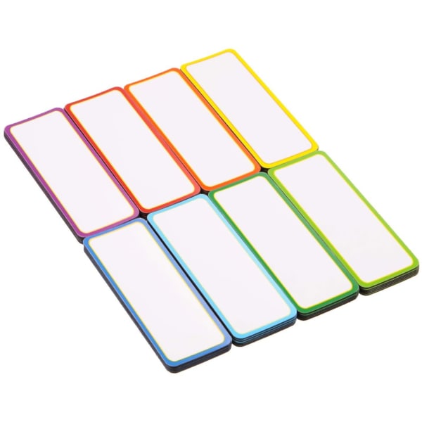 54 magnetiske navneklistremerker, 9 farger - 8cm * 3cm - lyse farger Skrivbare magnetklistremerker