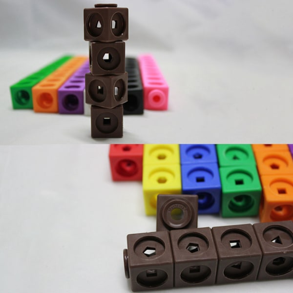 100 st 10 färger Barn Multi Linking Counting Cubes Snap Blocks Barn Tidig Utbildning Byggstenar Leksaker