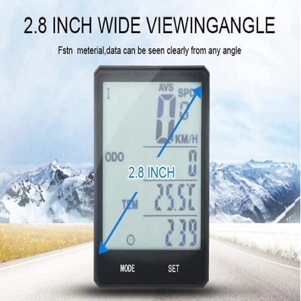Green Light Trådløst LCD Display Cykel Speedometer med Auto Memory og Temperaturmåling
