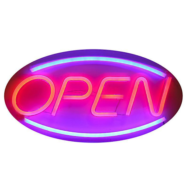 Super Bright LED Neon Open Sign - Large Oval Frame (17.7x8.6in) - One Key Switch - Ideal for Business, Bedroom, Home Decor, Bar, and Party