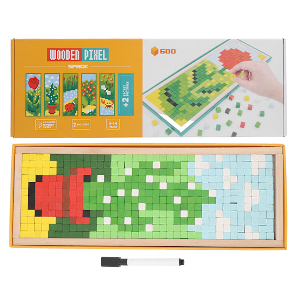 Children Wooden Mosaic Puzzle Game Boy Girl Bright Color Building Block Educational Toy Gift#2