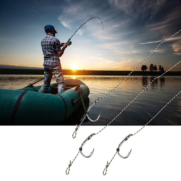 2-pack fiskeredskap handgjord fiskespö krok grupp ansluten professionell tillbehör (#2)