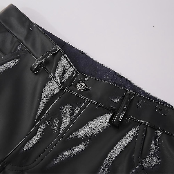 Youthup Svarta Stretch-jeans i konstläder för män EU 36