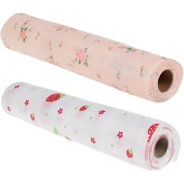 Icke-klibbiga lådhyllfoder, 2-pack, fuktsäkra dekorativa foder för hem, köksskåp, vacker blommig design