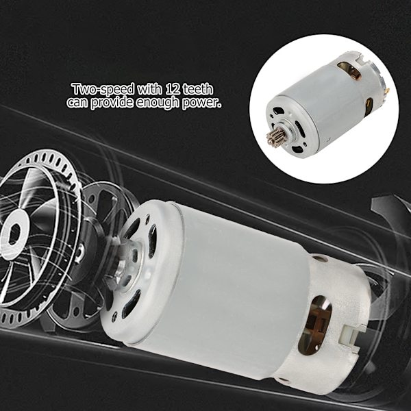 Industriel 2-trins 12 tænders gear DC-motor til elektrisk boremaskine værktøjstilbehør 12V