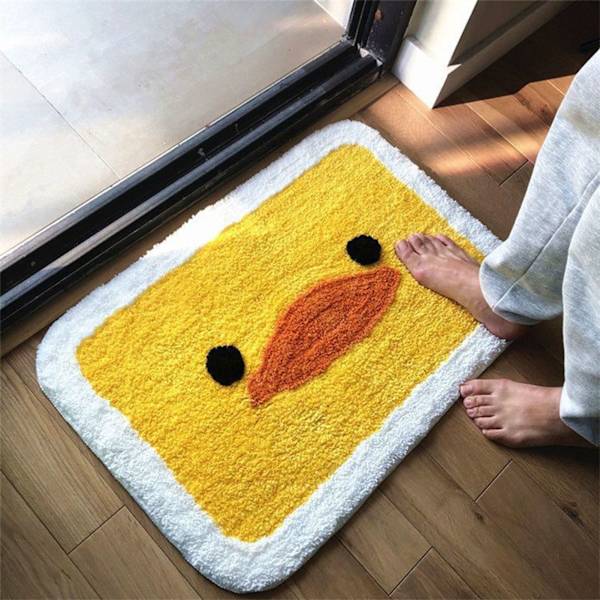 Dörrmatta inomhus Vattenabsorption Inomhus Golvfilt för Hem Badrum Toalett Söt Mönster Gul Anka 40x60cm / 15.7x23.6in