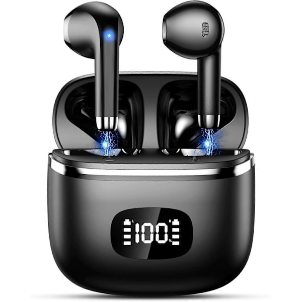 Trådlösa Bluetooth-hörlurar, 2023 Bluetooth 5.3 Hörlurar med ENC-brusreducering, 40 timmars speltid med LED-display, Hi-Fi stereoljud, IP7