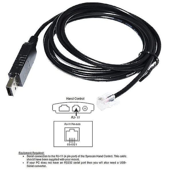 USB til RJ11 RJ12 6p4c Adapter Seriel Kontrolkabel Eqmod Kabel kompatibel - Mount PC kompatibel Håndkontrolkabel