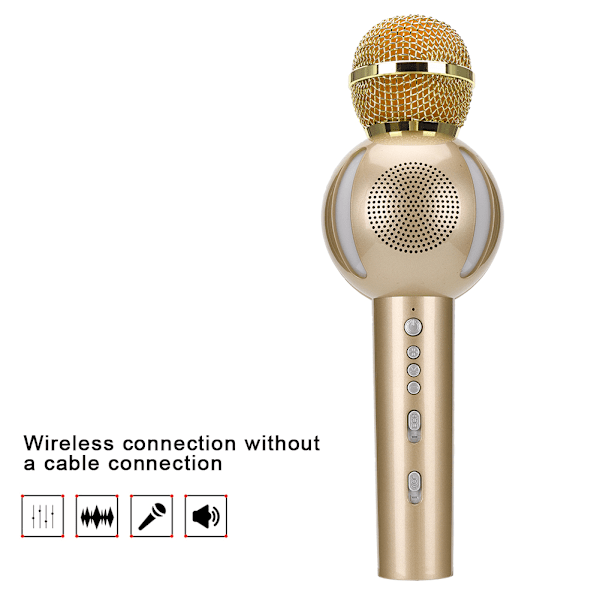 Monitoiminen Bluetooth-langaton mikrofoni puhelimeen karaokeen (kultainen)