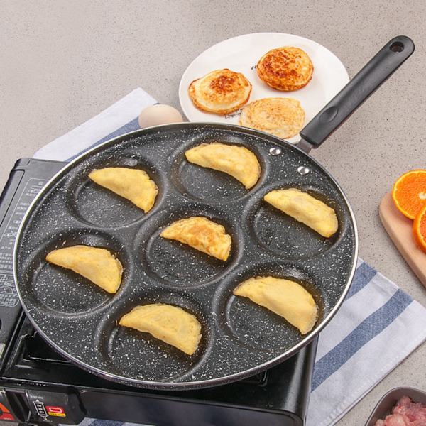 Stekpanna med 7 hål, non-stick, för stekta ägg, hamburgerform, hushållskök, köksredskap