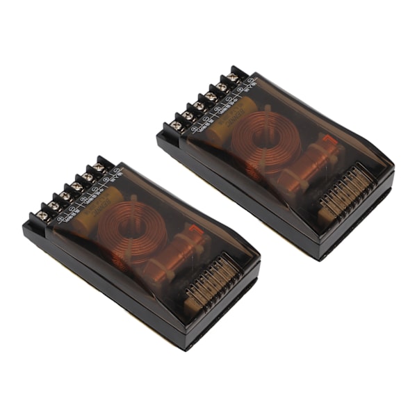 2 stk. 2-vejs bilstereo-crossover, universel 120W 12V, forbedrer bas-sag, lydfrekvensdeler