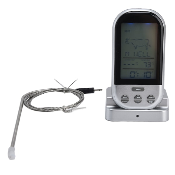 Trådlös termometer timer övertidslarmfunktion praktisk temperaturmätare för kök grill matlagning