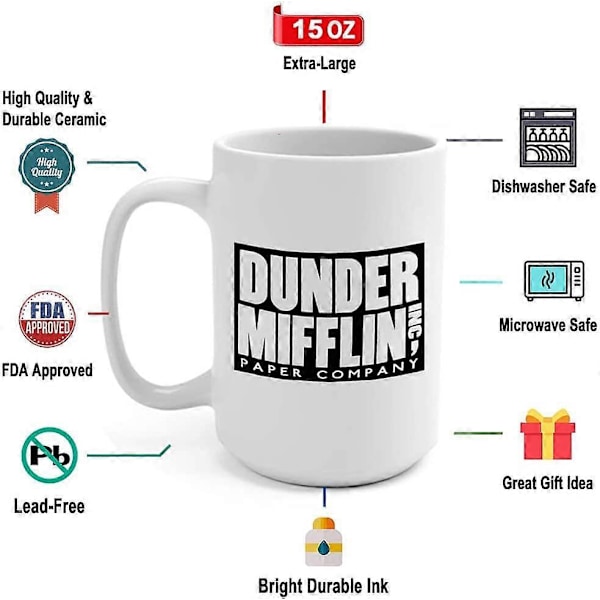 The Office TV-serie Kaffekopp - Mikrobølgeovn- og Oppvaskmaskinsikker Keramisk Morsom Kopp (Dunder Mifflin)