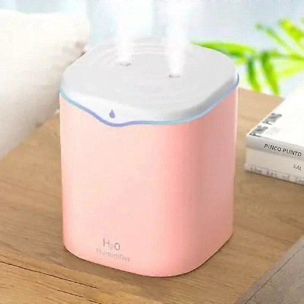 2000ML USB Pöytäilmankostutin Kaksoissuihkulla Aromaterapiaan ja Ihonhoitoon Viileä Sumu Ilmanpuhdistin Kotiin ja Toimistoon 2SuihkuaukkoVaaleanpunainen