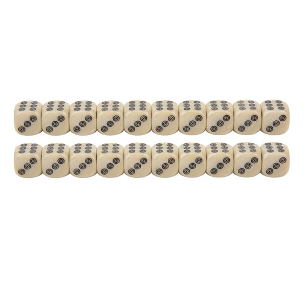 20 stk. sekssidede terninger 16mm Hvid Perle Korn Cirkel Prikker til Bordspil Matematik Undervisning