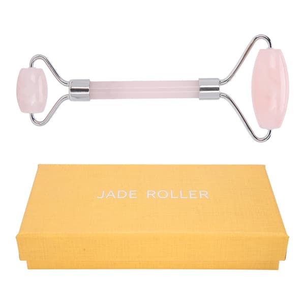 Jaderulle Sten Dobbeltendet Ansigtsmassager Anti-Aging Hudløftende Værktøjer (Sølv)