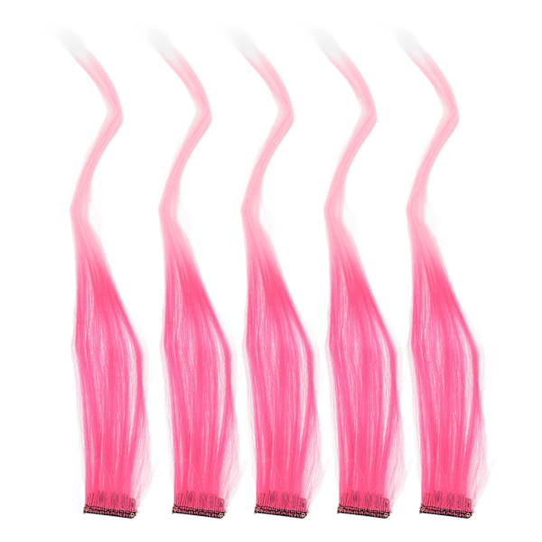 10 stk Høydepunkter Hårstykke Lang Rett Gradient Utsøkt Stilig Hårstykke Klips for Cosplay Arrangementer Halloween Fester Rød Rosa