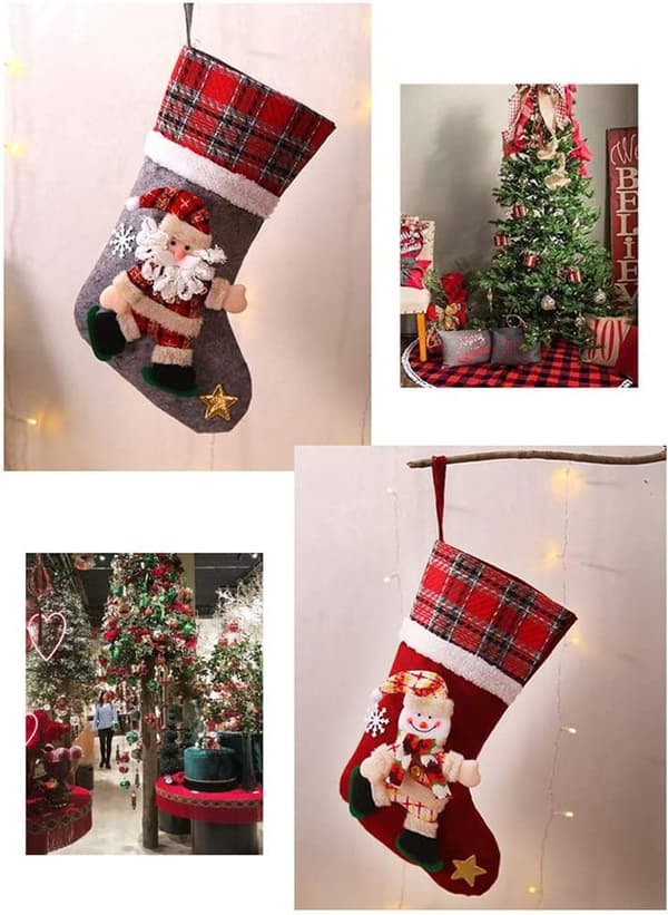 Stora Plysch Tomte/Älg/Snögubbe Julstrumpor, Julgranspresentpåsar