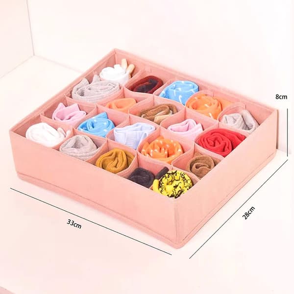 Sokkeoppbevaringsboks, 20 rom, husholdningsoppbevaringsboks, rosa