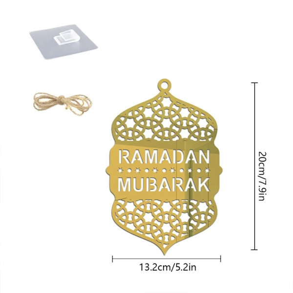Hengende ornament, akryldekorasjon, halvmåne-stjernestil lysform for Ramadan-dekorasjoner