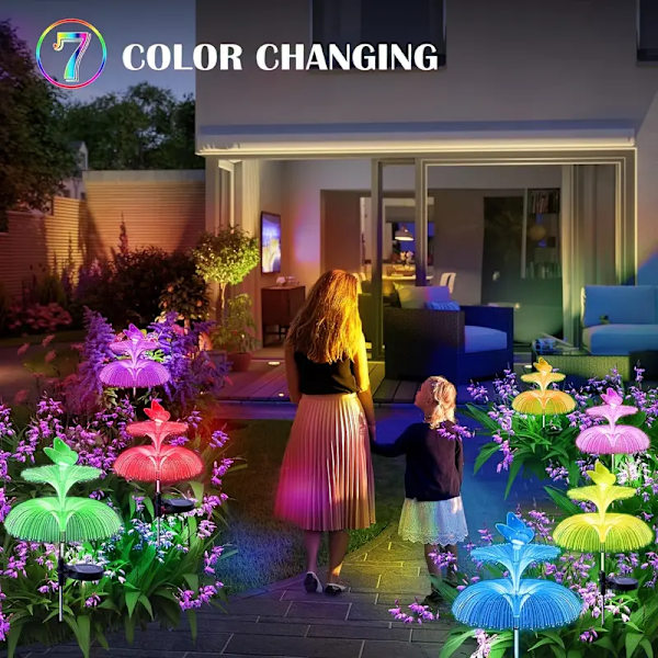LED solcelle sommerfuglehave lys, udendørs dekoration