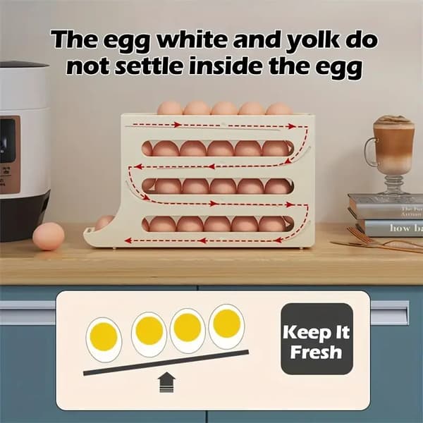 Skyv kjøleskap eggbevaringsboks, fire lag, fallmotstand
