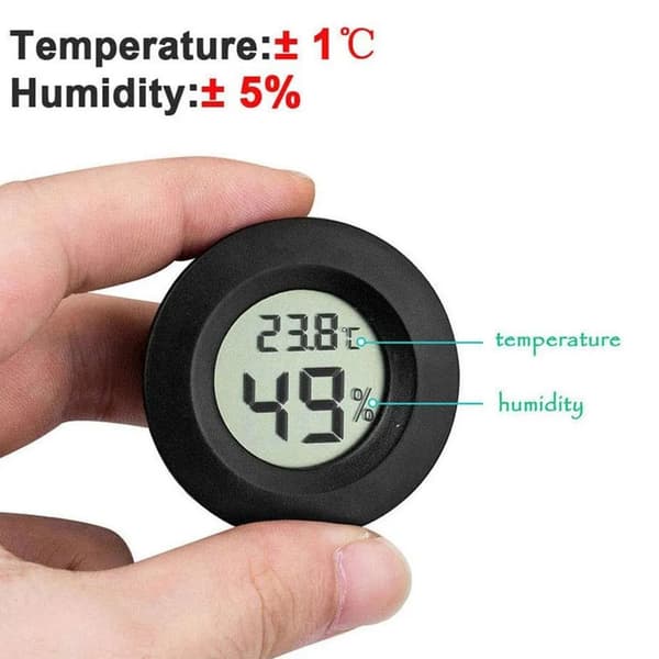 4× Mini Digitalt Termometer Indendørs Rundt med Hygrometer Høj Præcision, Sort