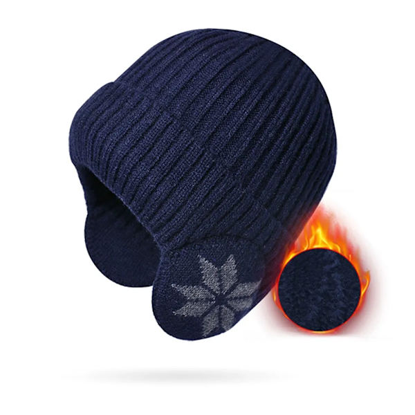 Hatt Vinter Stickad Öronlapp Mössor(Marinblå)
