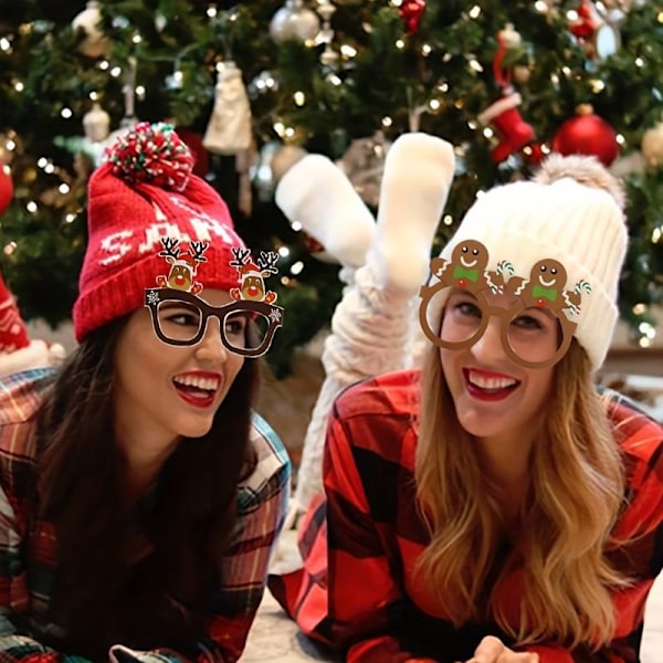 9 par Santa Claus juletræ elg papbriller, fotoramme julebriller, fotografering rekvisitter, julepynt