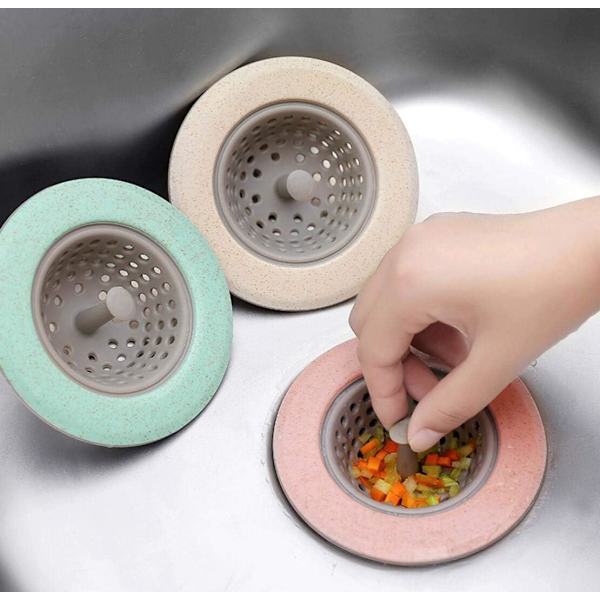 4 stk silikon avløpsfilter silikon deksel avløpshette hårfanger badekarfilter vaskefilter vaskefilter dusjfilter (rosa, grønn, blå, beige)
