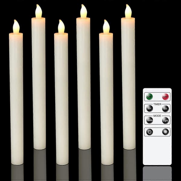 6 LED-lys med fjernkontroll, ekte voks, varmt julelys