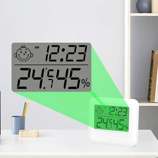 Digital LCD sensor innendørs termometer, vekkerklokke, egnet for babyrom, stue og kontor