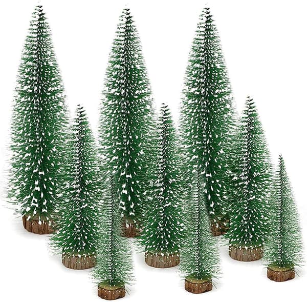 9 Mini Snøfrosttrær 10-20 cm, Bordplate DIY, Juledekor